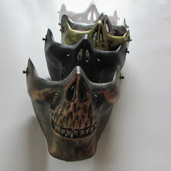 

Skull halloween mask Jaw Horror Half Face Shied Terror Mask Plastic Human Skull Skeleton Mask for Halloween Party 5pcs sell