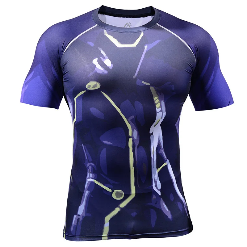 Мужские футболки для бега с полной печатью грузоподъемный фитнес компрессионный базовый слой Бодибилдинг колготки одежда для бега 4XL - Цвет: 06