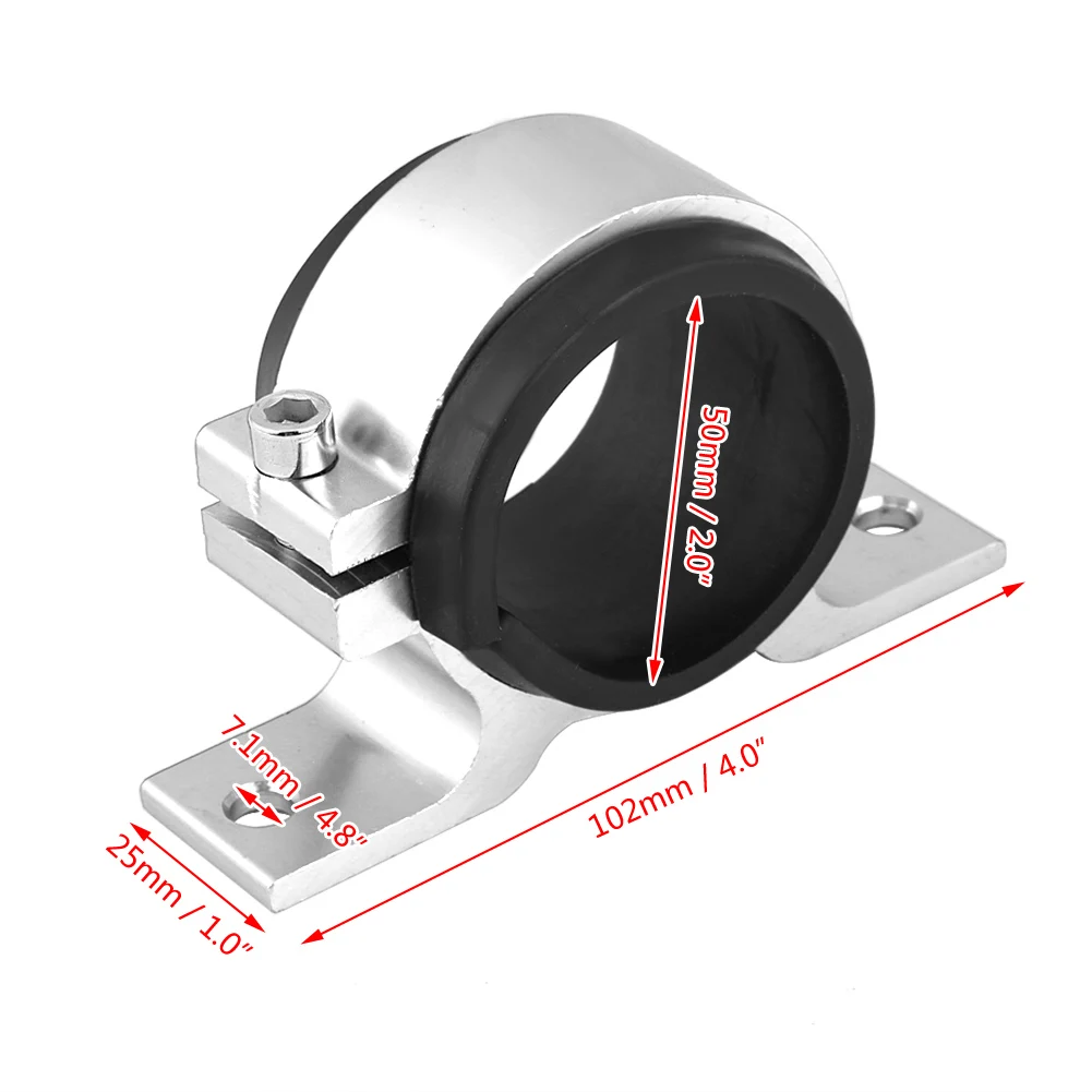 Алюминиевый сплав 50 мм Автомобильный Топливный насос Монтажный кронштейн один фильтр зажим Колыбель Монтажный кронштейн зажим Колыбель топливный насос поддержка - Цвет: silver
