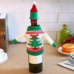 Красивая бутылка для вина обертка в виде свитера сумка Санта Клаус Вязание Шапки для Новый год Рождественский домашний ужин вечерние
