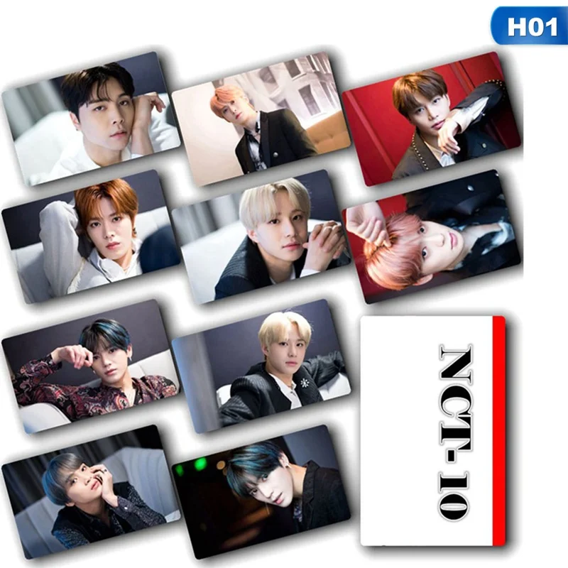 

10pcs / Set K-POP NCT Mini Album Cards Crystal Style Stickers Self Made Photobook Paper Card