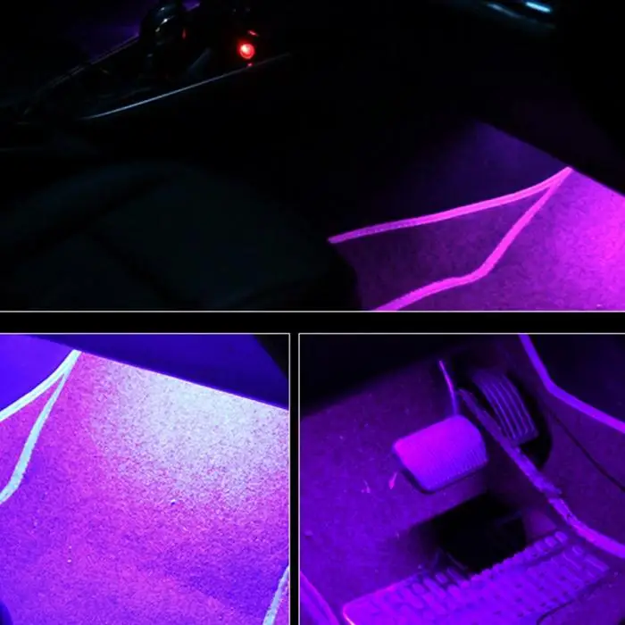 Автомобильные светодиодные полосы света USB RGB автомобильные стильные атмосферные лампы гибкие 4 шт. полоски для украшения интерьера автомобиля огни CSL2017