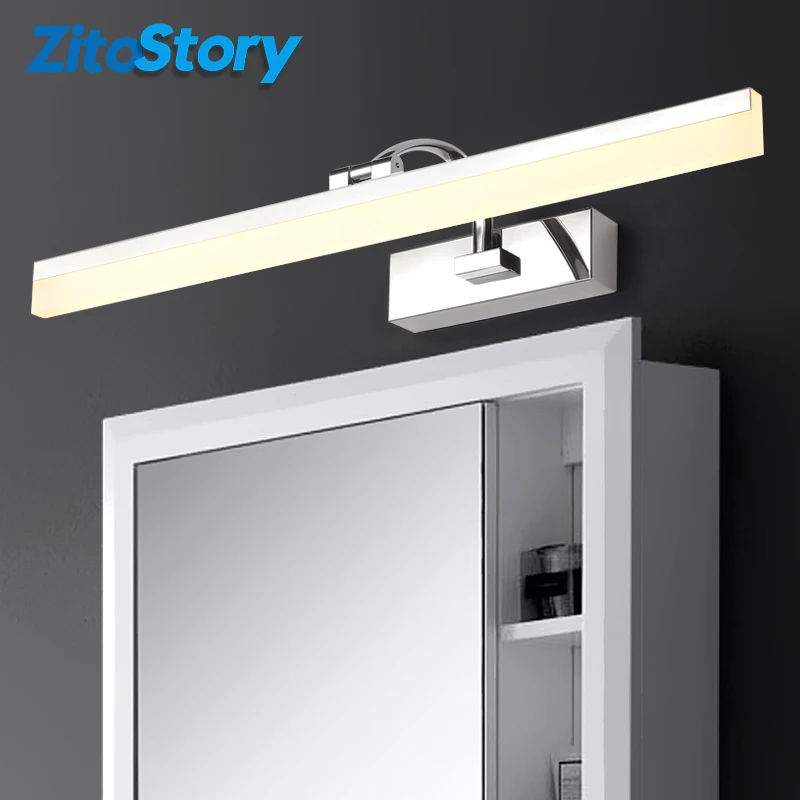 الفولاذ المقاوم للصدأ الحديث LED الجبهة مرآة ضوء الحمام ماكياج جدار مصابيح led الغرور المرحاض الحائط الشمعدانات تركيبة إضاءة