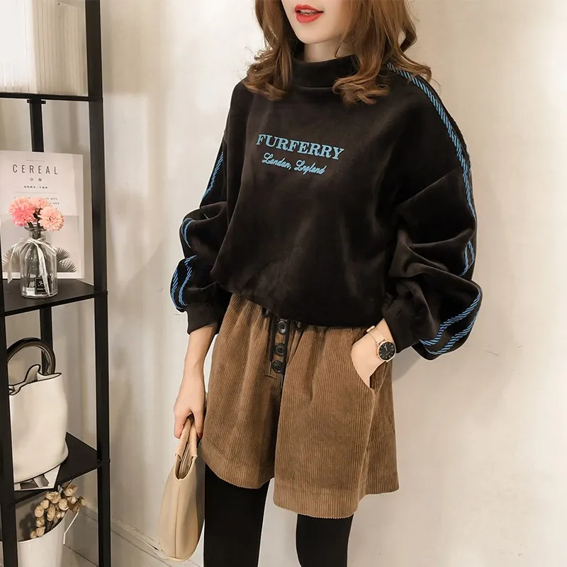 Женская толстовка с принтом в Корейском стиле, повседневные Свободные флисовые велюровые пуловеры с рукавами «летучая мышь», большие размеры 4XL, модные платья