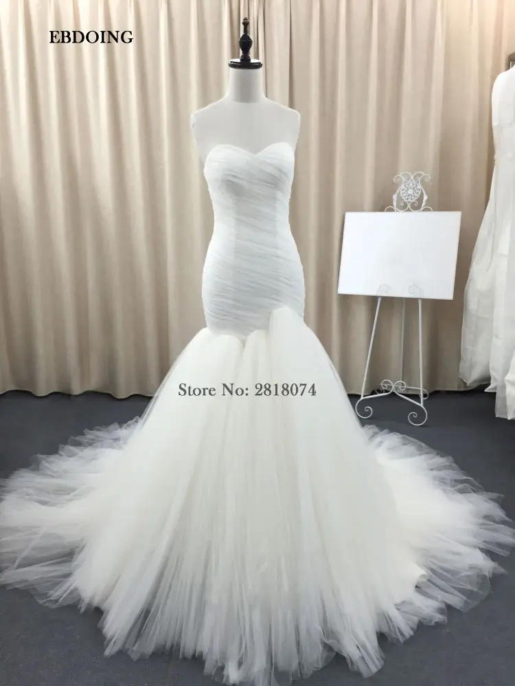 

Real photo Robe De Mariage Wedding Dress Mermaid White Sweetheart Vestidos De Novia Custom Made Bride Gown with Pleat