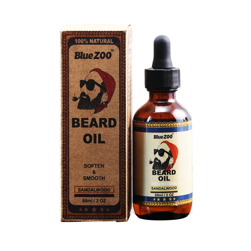 Бренд Blue ZOO 60 мл органическое масло для лица и бороды натуральное смягчающее масло для роста волос питательный крем для роста бороды - Цвет: Sandalwood
