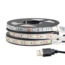 1Pcs DC5V USB Cable Power LED Strip Light 50CM 1M 2M 3M 4M 5M SMD 3528 Desk Decor Lamp Tape For TV Background Lighting