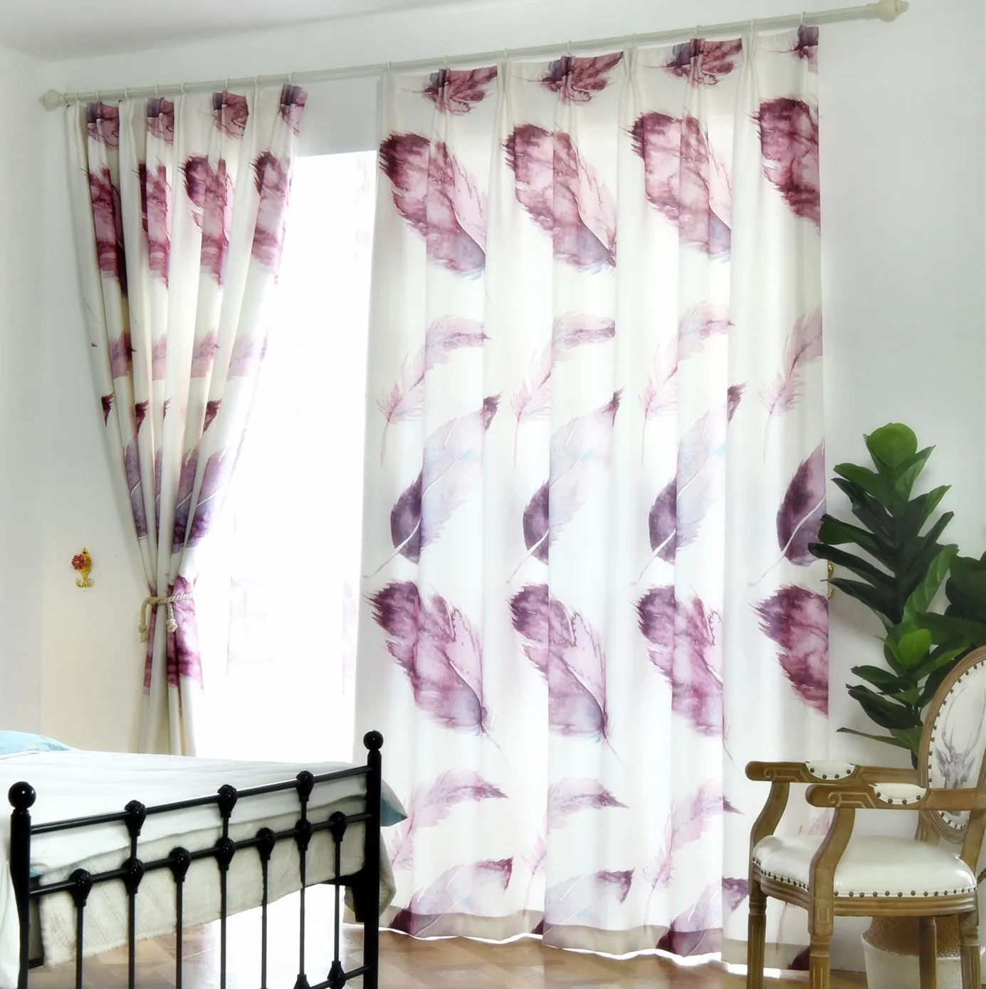 Modern Minimalist Curtains Finished Gray Feathers European-style for Living Dining Room Bedroom | Дом и сад