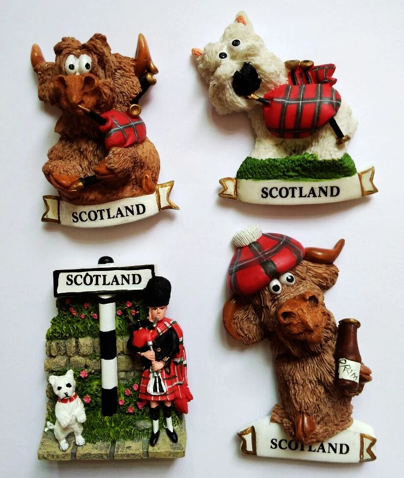 Handmade Painted Scotland Bagpiper 3D Fridge England Travel