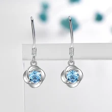 

Meetmetro 925 sterling silver Topa stone four-leaf clover long-eared jewel earrings Christmas gift boutique jewelry