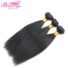 Berrys Moda pçs/lote 3 Feixes Retos Brasileiros Extensões de Cabelo Humano Cor Natural Preto 10-28 polegada Tecelagem Cabelo Remy