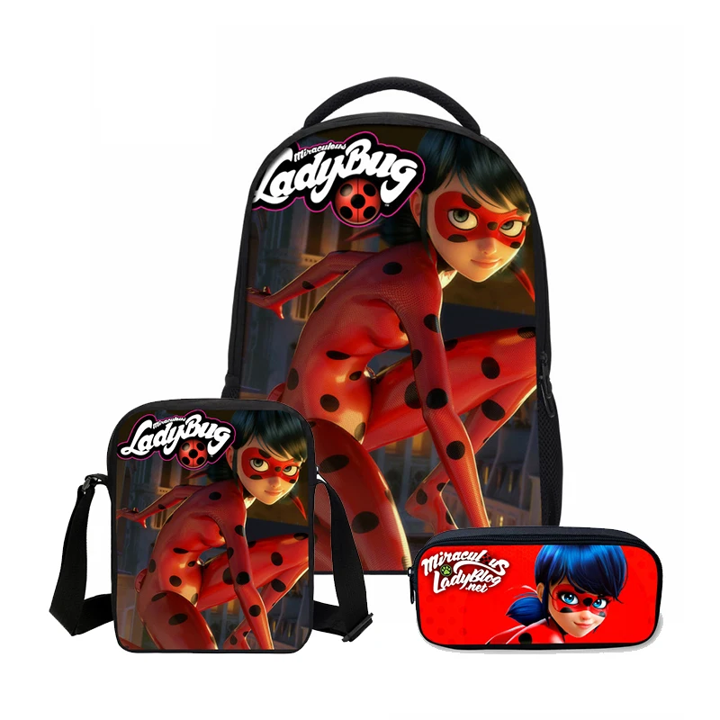 

Curel Anime Miraculous Ladybug Prints Children Bookbag Fashion 3 PCS/SET Girls Backpacks Casual Shoulder Bags Cartoon Mochila