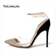 2016 New Fashion Pumps Shoes Women Elegant Office Shoes Transparent Mosaic Pointed Toe US Size 4-15 Women Shoes Handmade