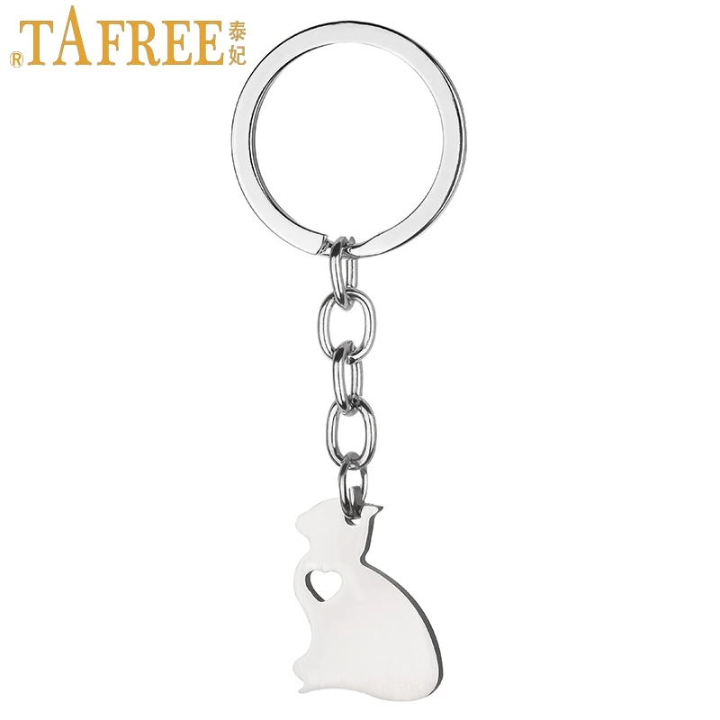 Милый очаровательный брелок TAFREE из нержавеющей стали с котом для мужчин и женщин