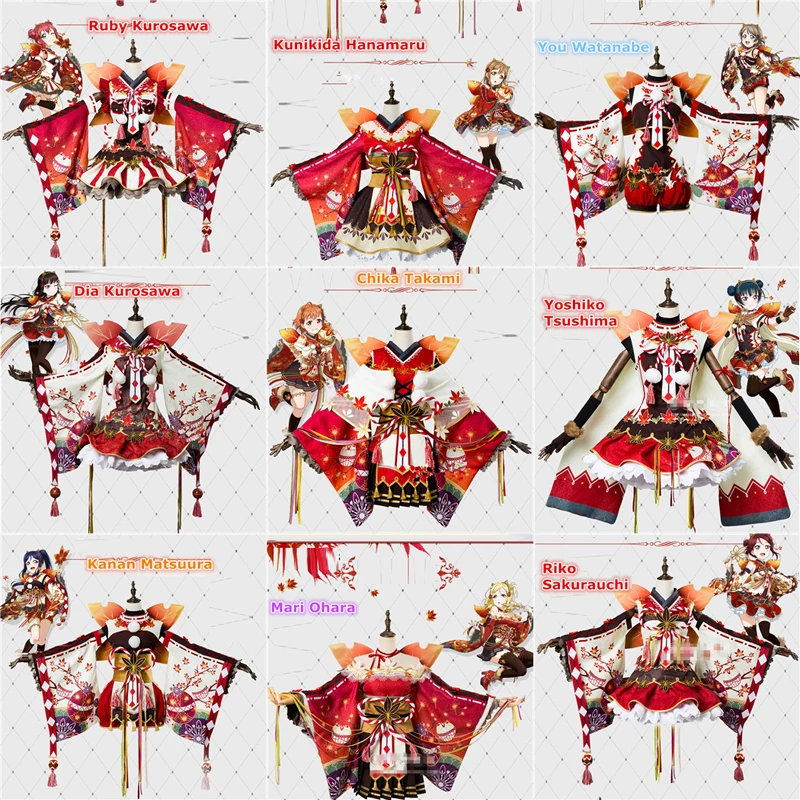 Lovelive sunshine Aqours красные кленовые листья You offen костюм для косплея кимоно Хэллоуина