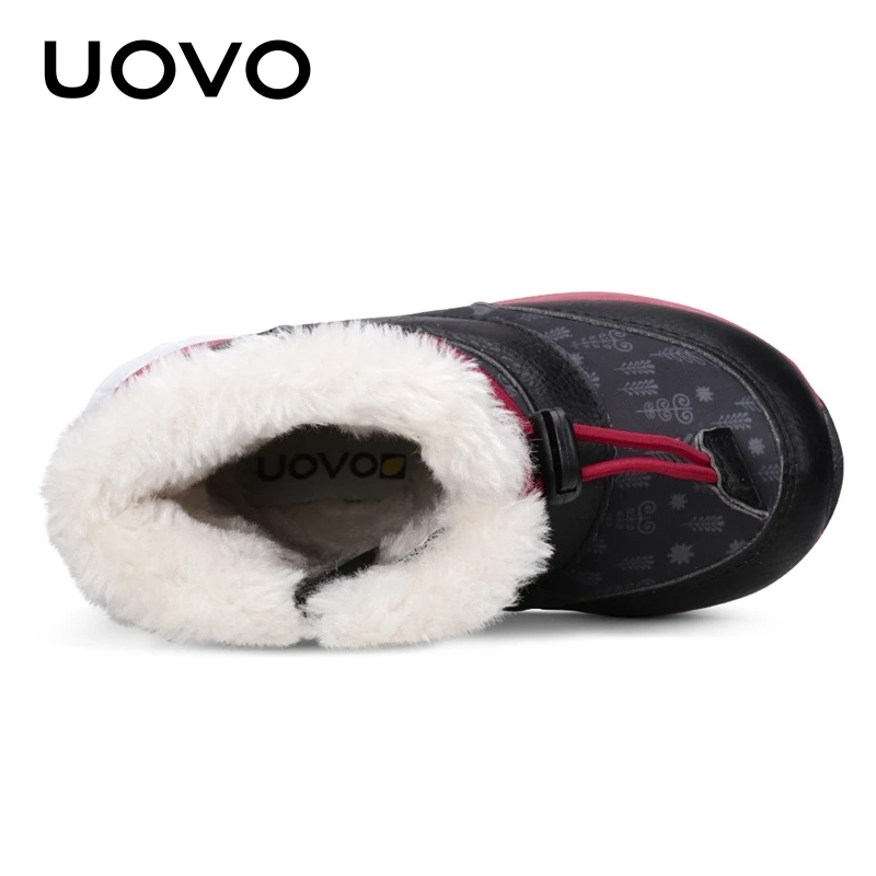  UOVO 2019 Black Snow Boots Kids Winter Boots Boys Waterproof Shoes Fashion Warm Baby Boots For Boys