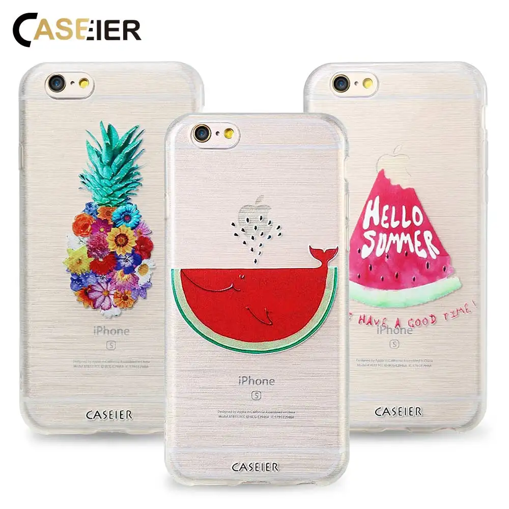 Caseier Узорчатый корпус для iPhone 6S 6 7 8 Plus Крышка летнего мороженого 3D-рельефные
