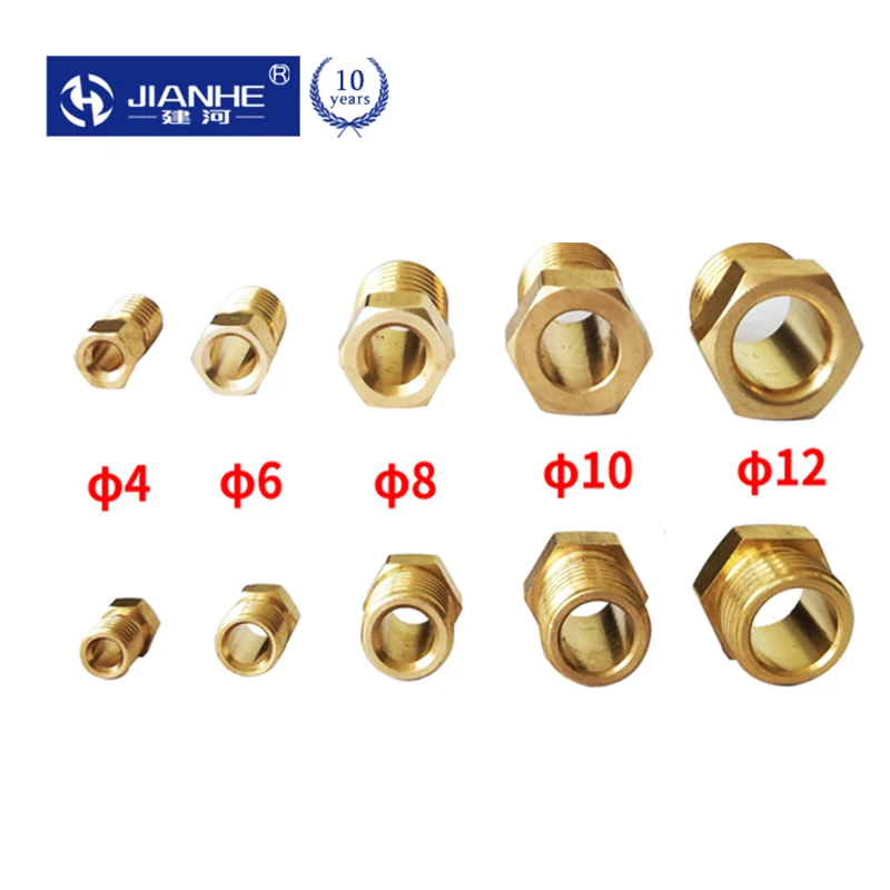 

10PCS JAINHE GN type 4/6/8/10/12mm Male Threaded Female Threaded Brass Coupler Adapter Brass Pipe Fitting/ Joint