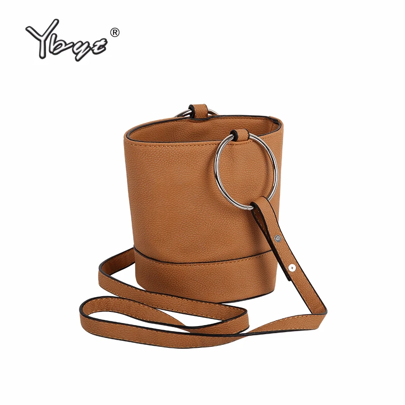 

YBYT brand 2018 new vintage casual round metal handle women handbag designer ladies bucket bag shoulder messenger crossbody bags