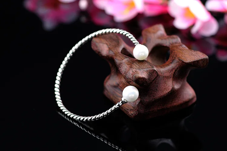 XIYANIKE модный простой 925 пробы Серебряный искусственный жемчуг Гладкий твист веревка тайский серебряный Открытие браслеты для женщин