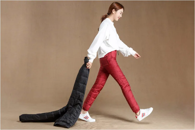 Новое поступление, женские штаны с эластичной резинкой на талии, зимние Пуховые штаны, женские теплые плотные, быстрая 0731-68