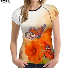 FORUDESIGNS Women's T-shirt O-Neck Harajuku Tops Tees Butterfly Printed Partysu Youth Girls T Shirts Female Casual Tshirts Plain босоножки autonomous kl003 2015 partysu