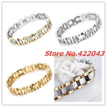 8″*10mm Womens Men Stainless Steel Bracelet Silver/Gold/Silver Gold Bangle Jewelry Accessories Wristband Link Chains Bracelets