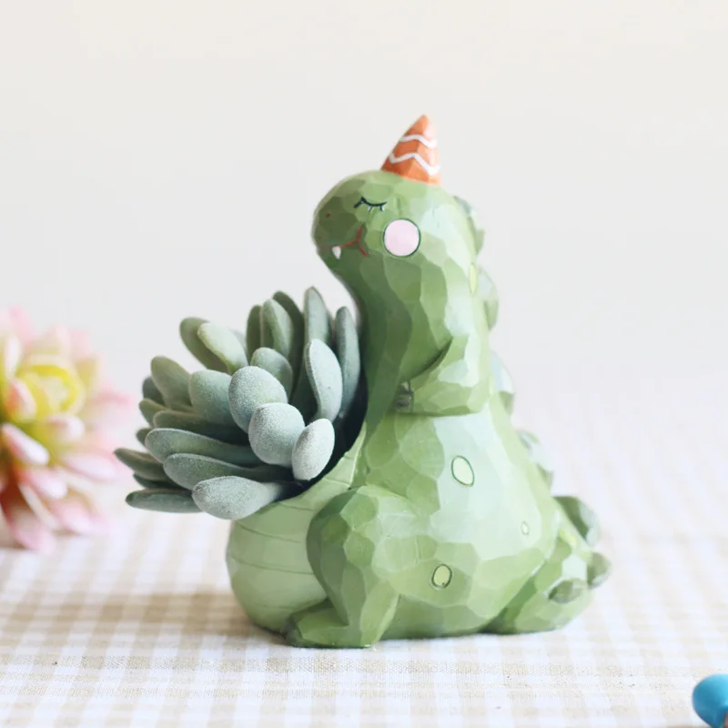 

Modern Style Creative Dinosaur Cute Cartoon Resin Flower Pots Animals Succulent Plant Pots Bonsai Planter Home Decoration