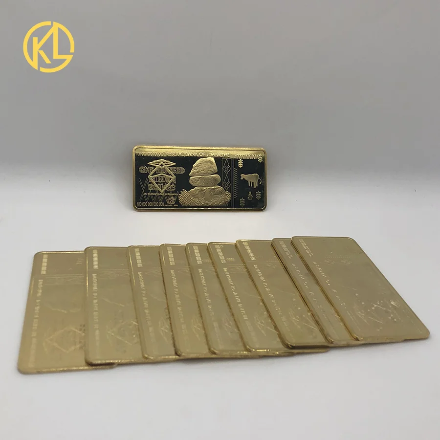 

10pcs big size 100 Trillion Dollars Zimbabwe Gold Bar Ingot Metal Bullion for Collection Business Gift For Nice Gifts Free Shipp
