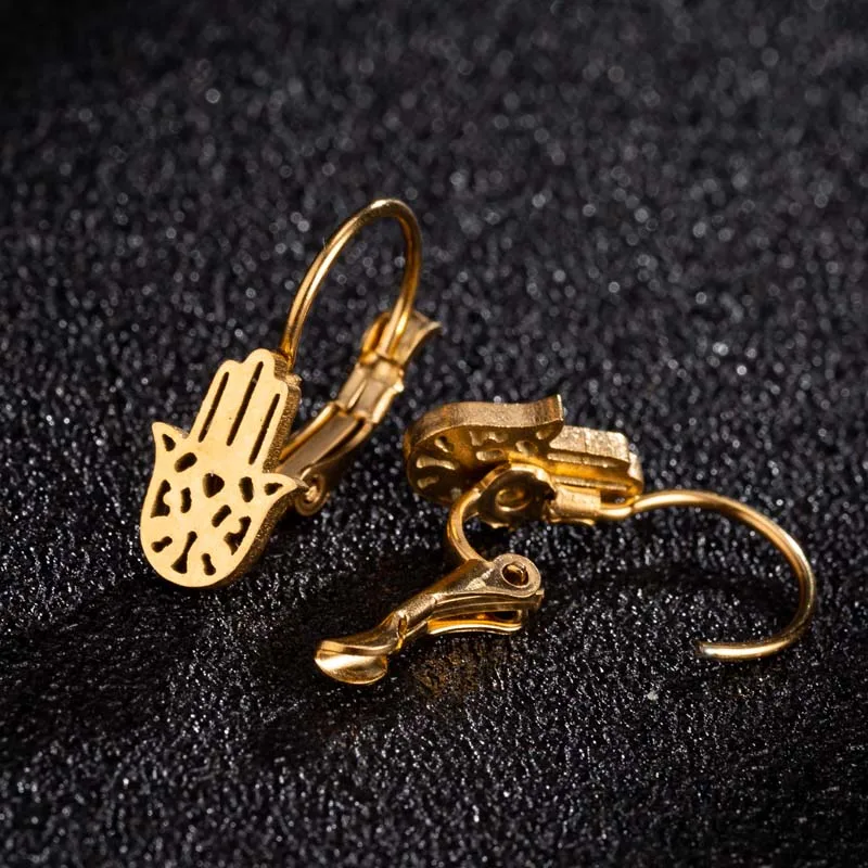 Hfarich модные маленькие кольца-серьги для женщин из нержавеющей стали, в виде слона бабочка сердце современные серьги - Окраска металла: hand