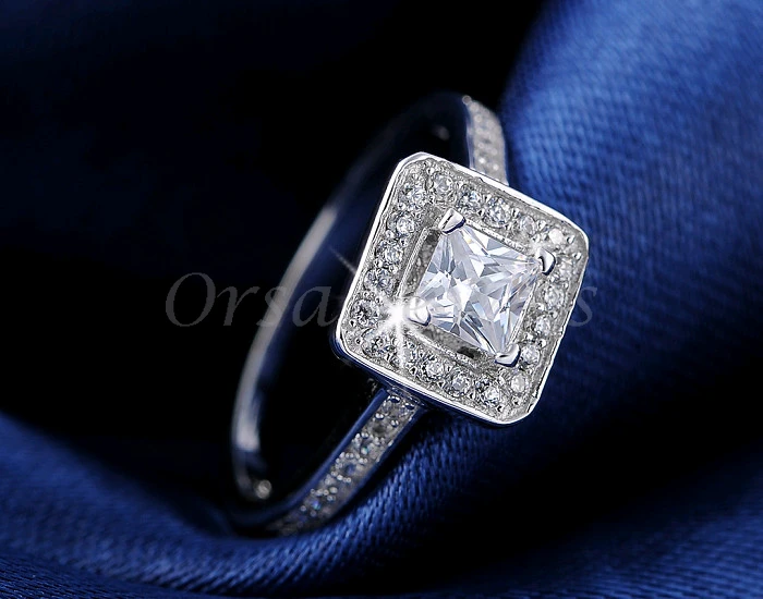 ORSA JEWELS Luxury Princess Cut 0.5ct CZ Engagement Ring Fashion Jewelry Silver Color Wedding Bands Rings For Women OR41