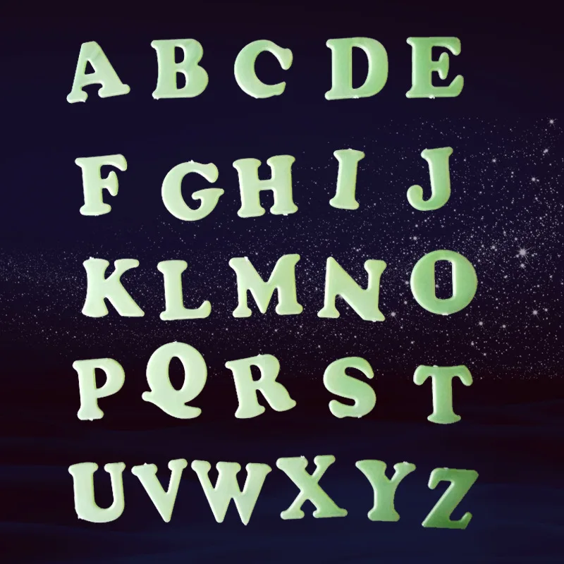 26pcs/bag Luminous English Letters Stickers Bedroom Florescence Painting Toy PVC stickers Glow in the Dark Toys for kids