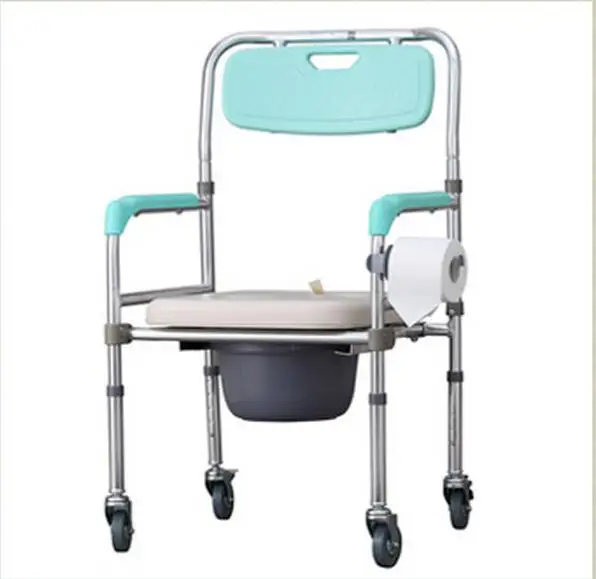 

Portable Mobile toilet chairs Height-Adjustable Folding Elderly Seat Commode Chair With wheels