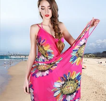 Deep V Wrap Chiffon Swimwear Bikini Cover Up Strap Flower Sarong Beach Dress shawl scarf Free shipping