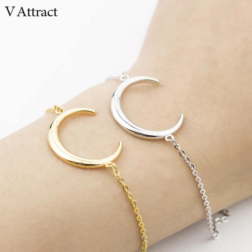 

V Attract Simple Double Horn Bracelet for Women Charm Jewelry Gold Color Bohemia Dreamcatcher Pulseira Masculina Bracciali Donn