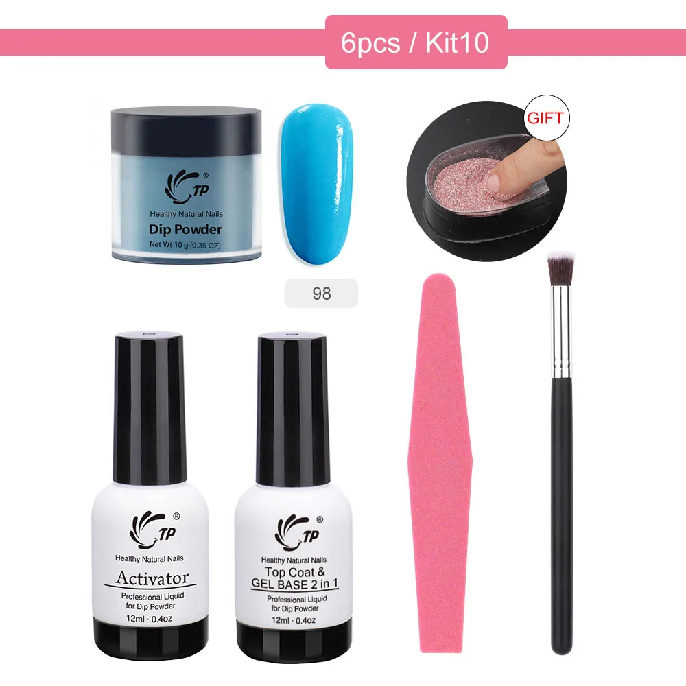 

TP Starter Kit of Dipping Powder set For Nail Manicure Chrome Pigment No Need Holographic Pink Powder With Base Activator Liquid