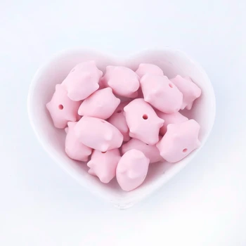 

Bite Bites Silicone Teether 10PCS Pig Silicone Beads Food Grade Chewable Pendant Accessories For Baby Teething Toys Baby Teether