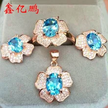 925 Серебряное кольцо с Натуральный топаз камень костюмы