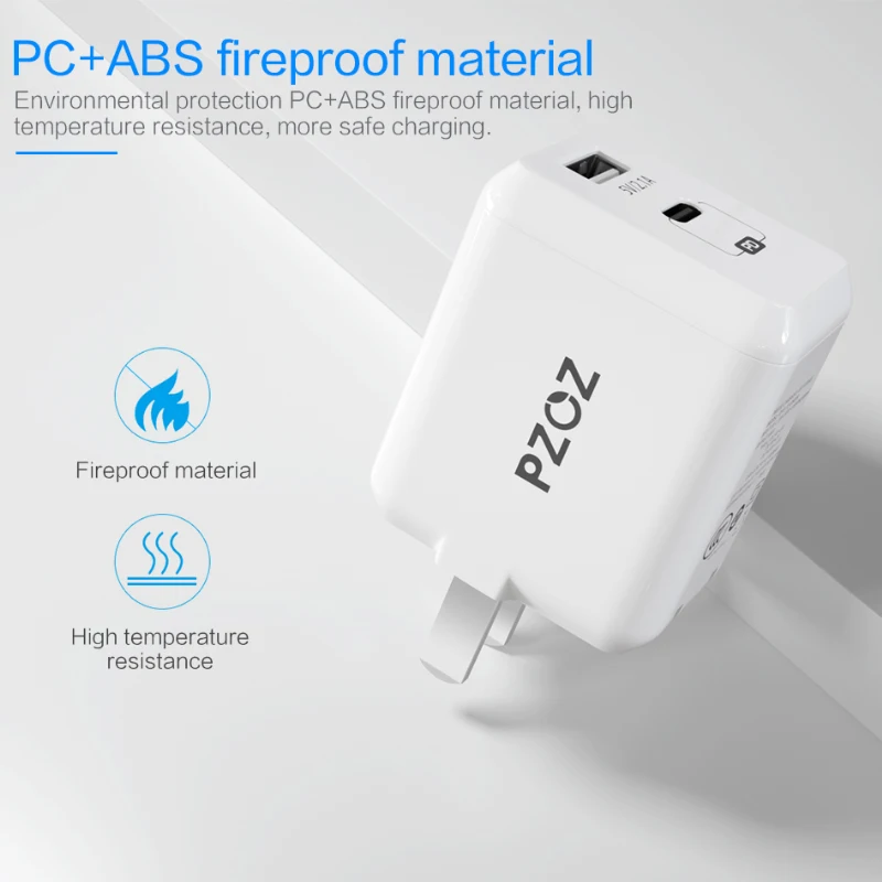 PZOZ PD USB 29W Fast Charger adapter For Apple iphone X 8 Plus Type c usb-c Lightning Charge cable Fast charging Dual usb c 3.1