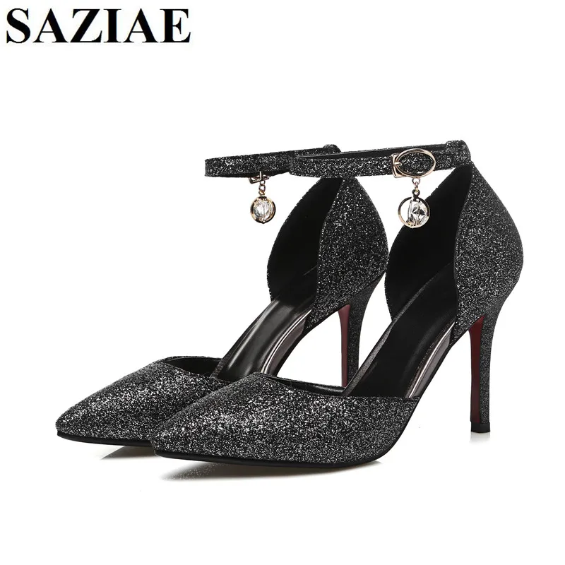 [SAZIAE] Red Bottom High Heels Women Pumps Glitter High Heel Shoes