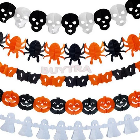 

Paper Chain Garland Decoration Pumpkin Bat Ghost Spider Skull Shape Halloween Decor Garland Boost The Atmosphere Party Banners