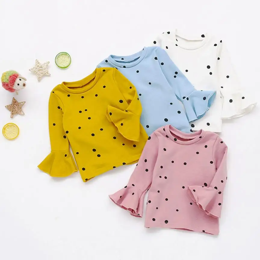 

Girl Tops 4Color Autumn Winter Baby Clothings Soft Long Sleeve Dot Soft Toddler Kids Tops Shirt Clothes 18Jul6