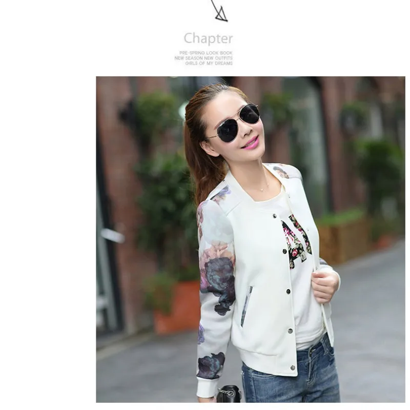 

Women Retro Floral Printed Short Jacket Autumn Long Sleeve Button Bomber Jackets Female Outwear Tops Big Size 3XL