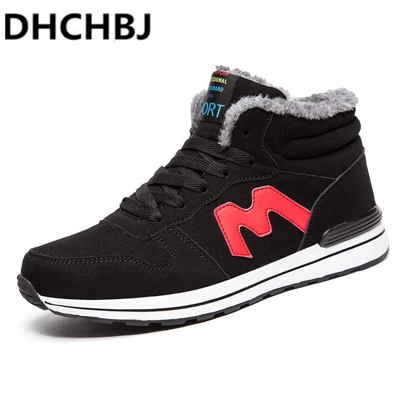 

Men's Winter Fur Boots Black Dark Blue Man Casual Shoes Lace Up Warm Walking Male Shoes Rubber Bottom Ankle Boots For Men