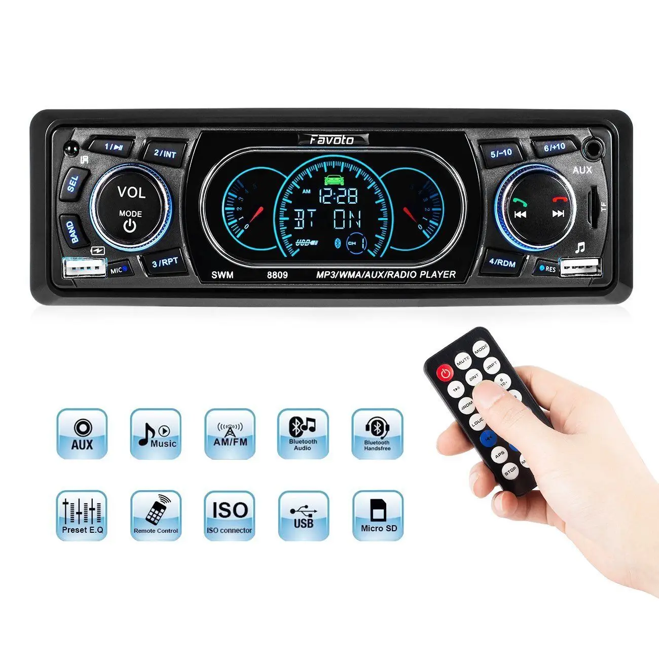 

Automobile Bluetooth Multi-functional Car MP3 Player FM Radio USB AUX TF Car Player (Black)