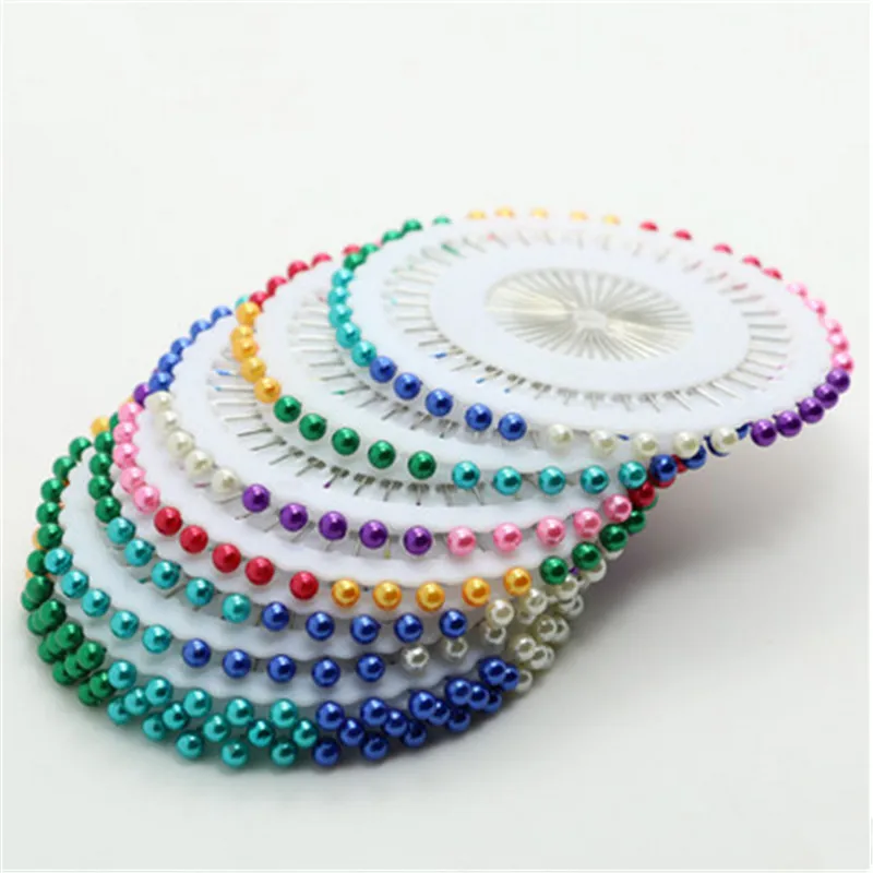 

5set/200pcs Colorful White Clothing Positioning Pearl Needle Cross Stitch Beads Grommet Fabric Marking DIY Needlework Tools-S