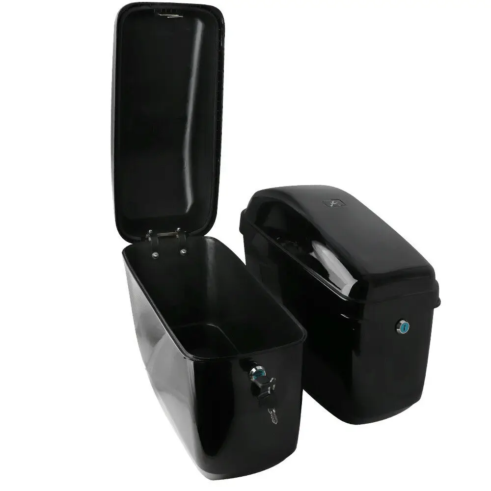 

Universal Water proof Hard Bags Motorcycle Saddlebags Luggage Bag ABS plastic Black For Dyna 883 For Suzuki For Honda