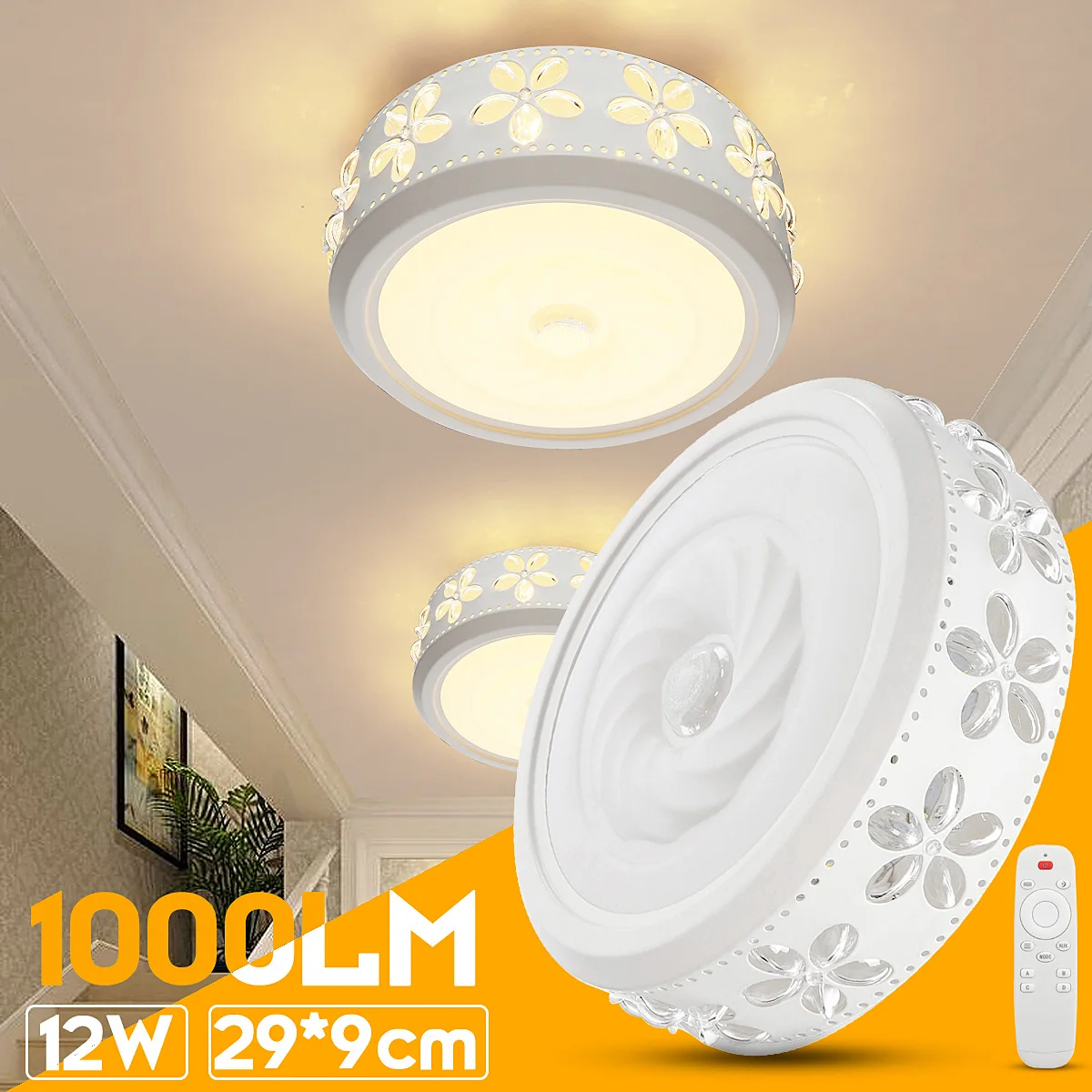 

12W 6000K LED Ceiling Down Light Flush Mount Light Fixture Bathroom Study Living Room Lamp White/Warm White Indoor Lighting