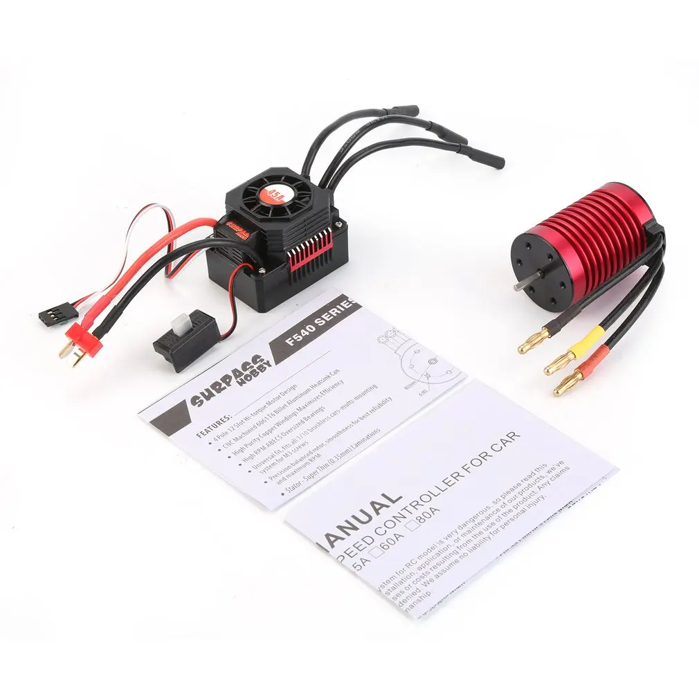 

SURPASSHOBBY KK F540-V2 3000KV Brushless Motor with 45A Waterproof Speed Controler ESC for 2S 1:12 Racing Drift Car Model