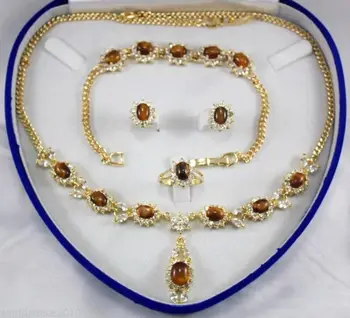 

FREE SHIPPINGJewelry tiger's-eye necklace. earring. ring.bracelet set (30%)
